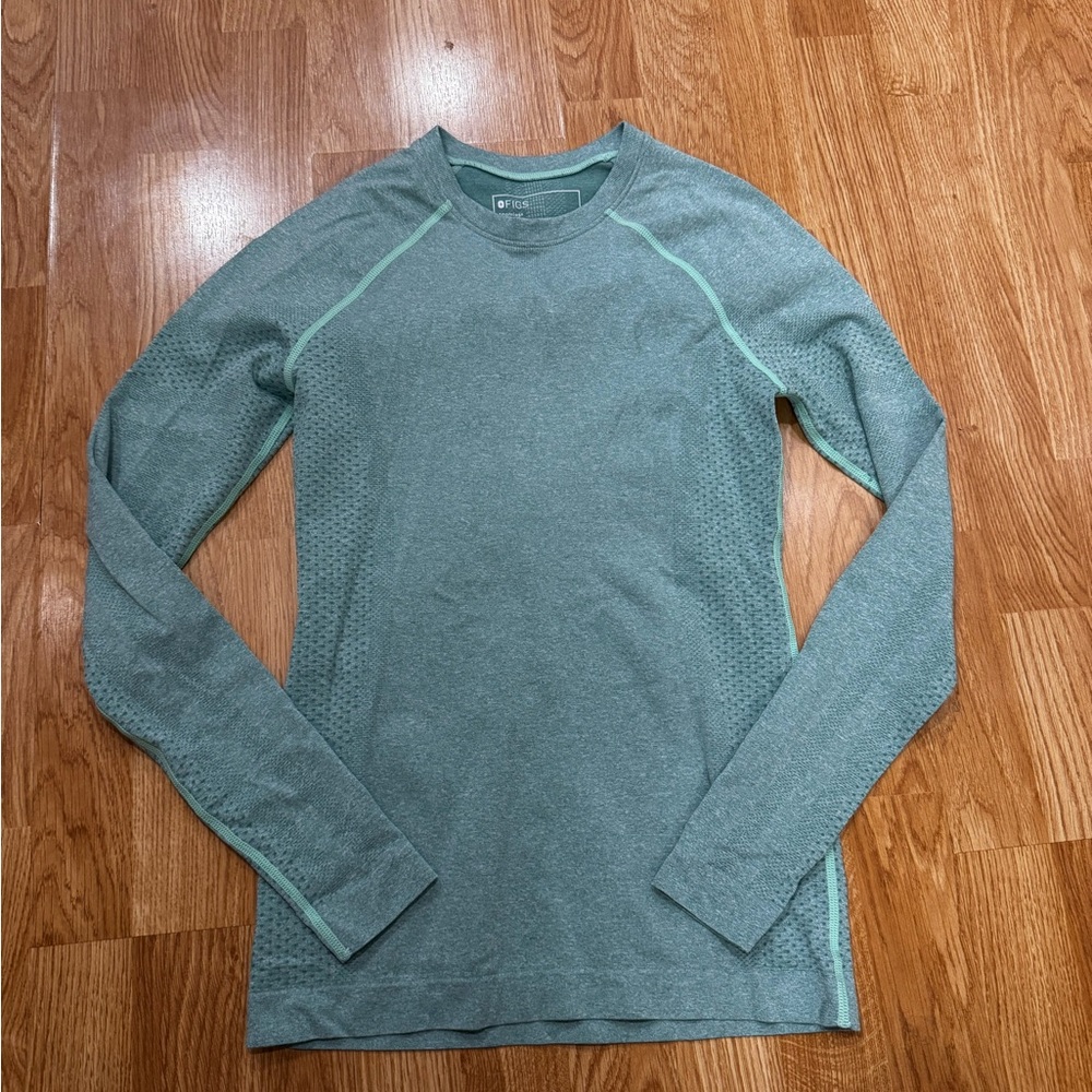 FIGS Salta Seamless Womens XS Performance Underscrub Long Sleeve Hydrogreen